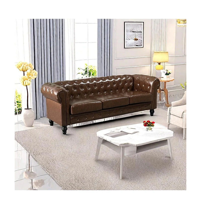 Streamdale 3-Seat Modern Chesterfield Sofa with Button Tufting for Living Rooms