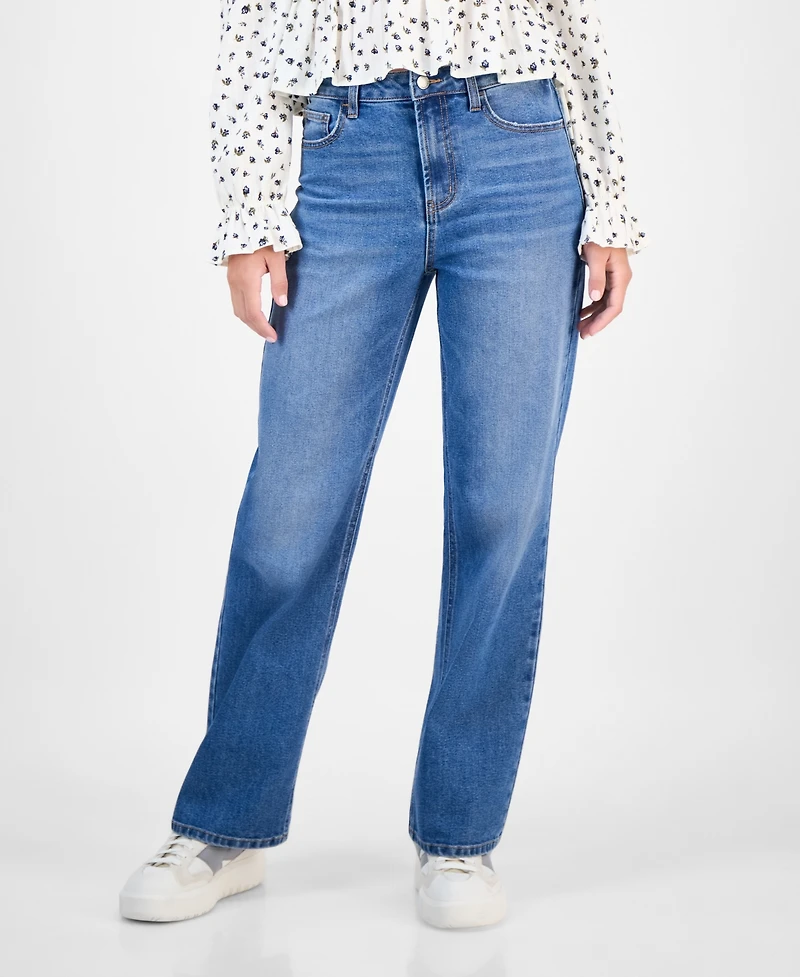 Tinseltown Juniors' High-Rise Slim Wide-Leg Jeans