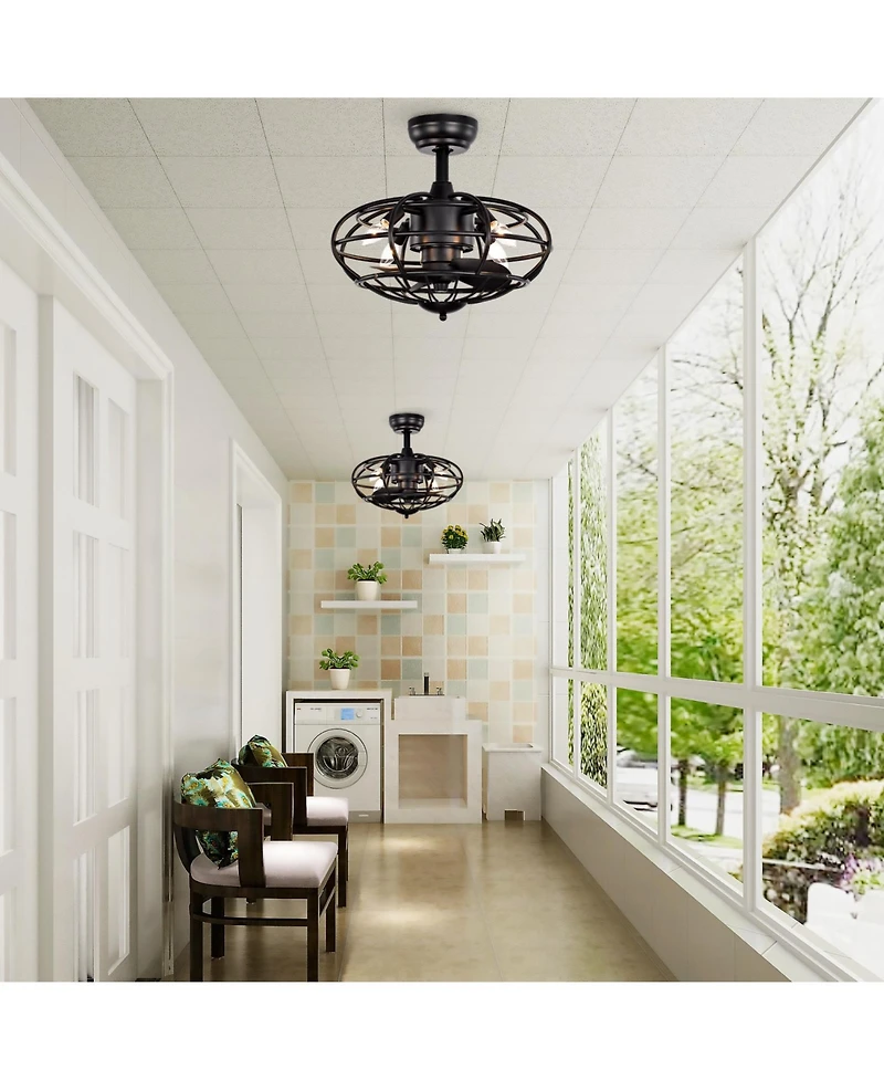 Streamdale 18" Caged Ceiling Fan with Remote, Timer (3 Speeds)
