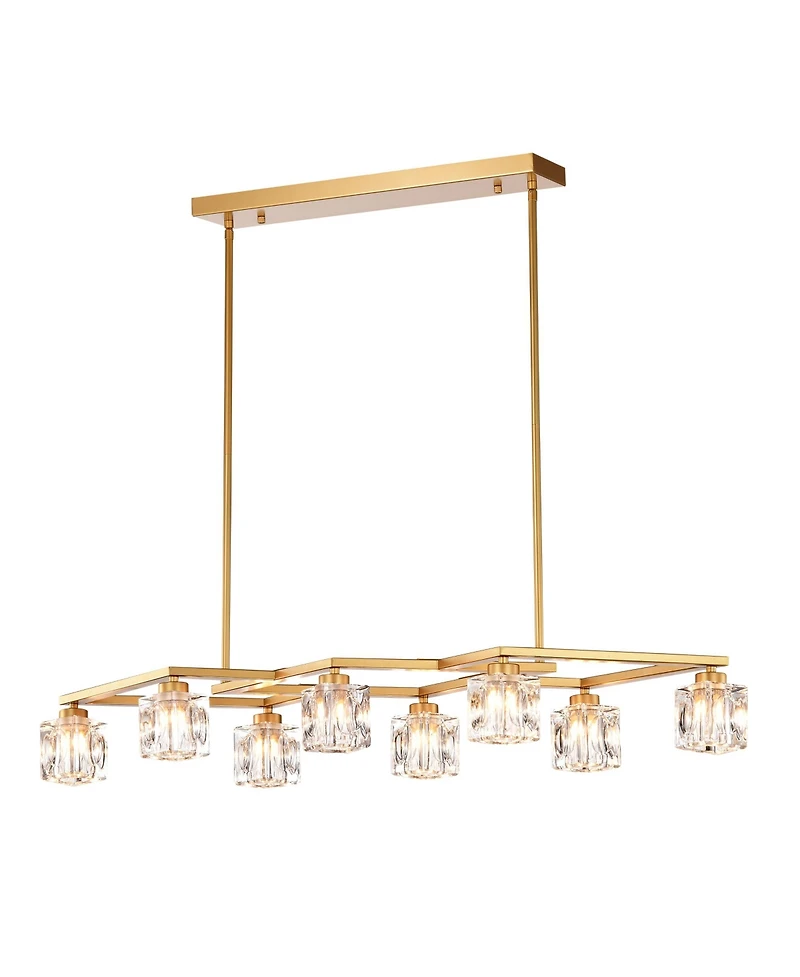 Streamdale 8-Light Crystal Chandelier with Matte Gold Finish, Ideal for Dining Rooms and Various Other Spaces