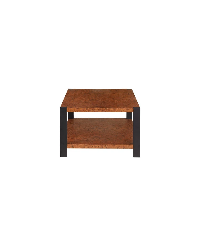 Streamdale Burl Wood Grain Coffee Table with Matte Black Double Layer