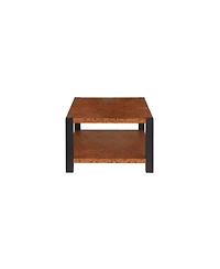 Streamdale Burl Wood Grain Coffee Table with Matte Black Double Layer