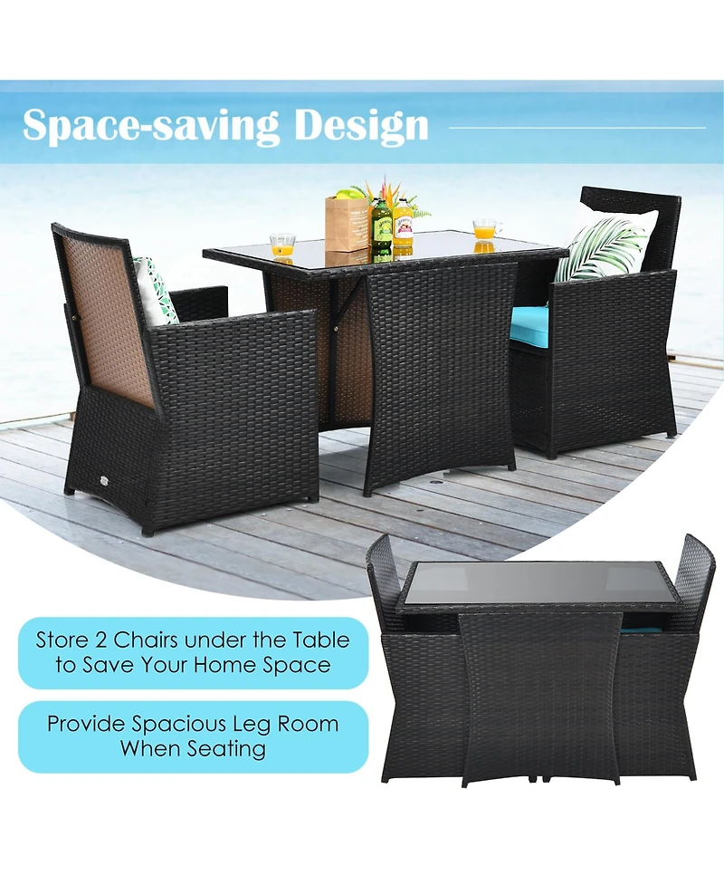 Gymax 3PCS Patio Wic