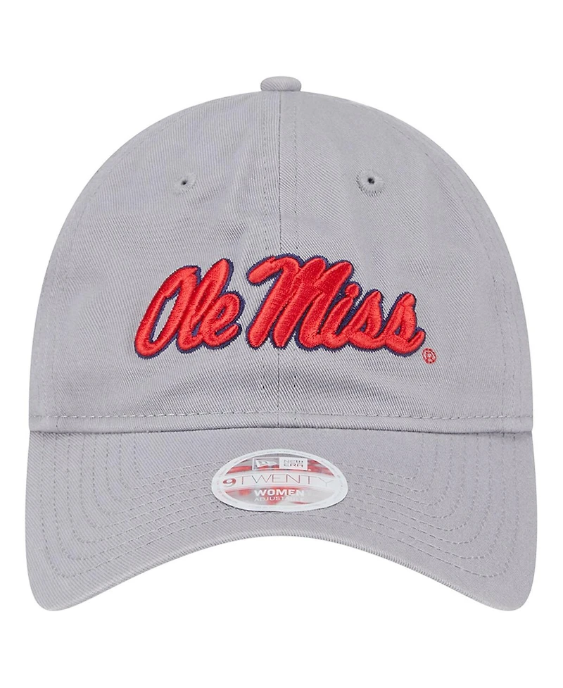 New Era Women's Gray Ole Miss Rebels Logo 9TWENTY Adjustable Hat