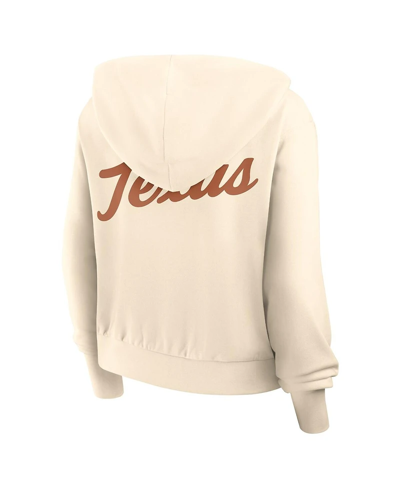Nike Women's Cream Texas Longhorns Cropped Chill Full-Zip Hoodie