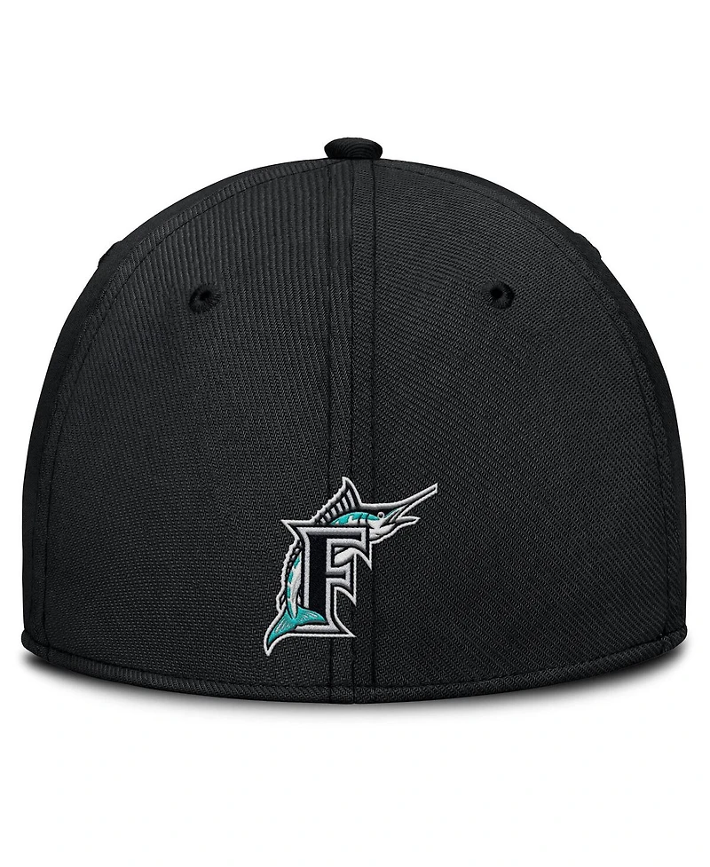 Nike Men's Gray/Black Florida Marlins Rise Swoosh Performance Flex Hat