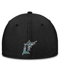 Nike Men's Gray/Black Florida Marlins Rise Swoosh Performance Flex Hat