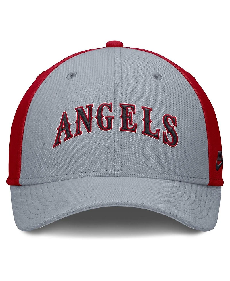 Nike Men's Gray/Red California Angels Rise Swoosh Performance Flex Hat