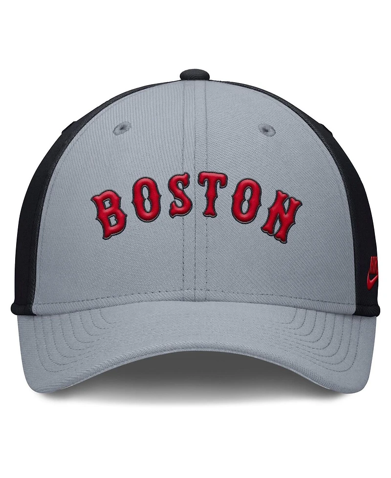 Nike Men's Gray/Navy Boston Red Sox Rise Swoosh Performance Flex Hat