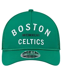 New Era Men's Kelly Green Boston Celtics Minimalist A-Frame 9FORTY Trucker Hat