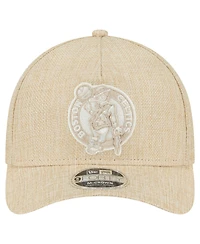 New Era Men's Tan Boston Celtics Injection Woven A-Frame 9FORTY Adjustable Hat