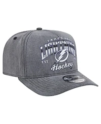 New Era Men's Charcoal Tampa Bay Lightning Throwback Washed A-Frame Pre-Curved 9FIFTY Snapback Hat