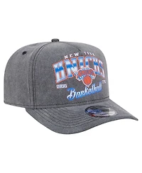 New Era Men's Charcoal New York Knicks Throwback Washed Pre-Curved 9FIFTY Snapback Hat
