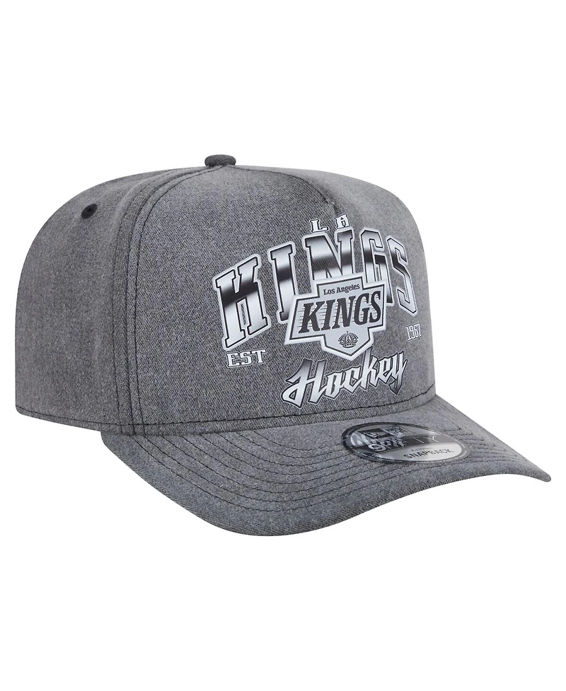 New Era Men's Charcoal Los Angeles Kings Throwback Washed A-Frame Pre-Curved 9FIFTY Snapback Hat