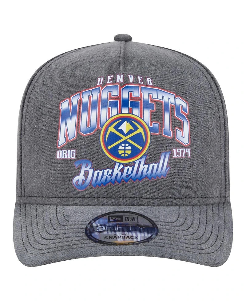 New Era Men's Charcoal Denver Nuggets Throwback Washed Pre-Curved 9FIFTY Snapback Hat