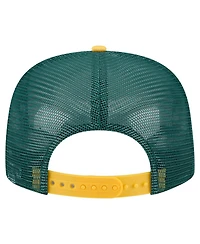 New Era Men's White/Gold Athletics Retro Script Trucker 9FIFTY Snapback Hat