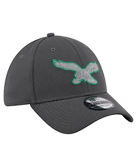New Era Men's Graphite Philadelphia Eagles Throwback Logo Main 39THIRTY Flex Hat