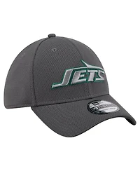 New Era Men's Graphite York Jets Main 39THIRTY Flex Hat