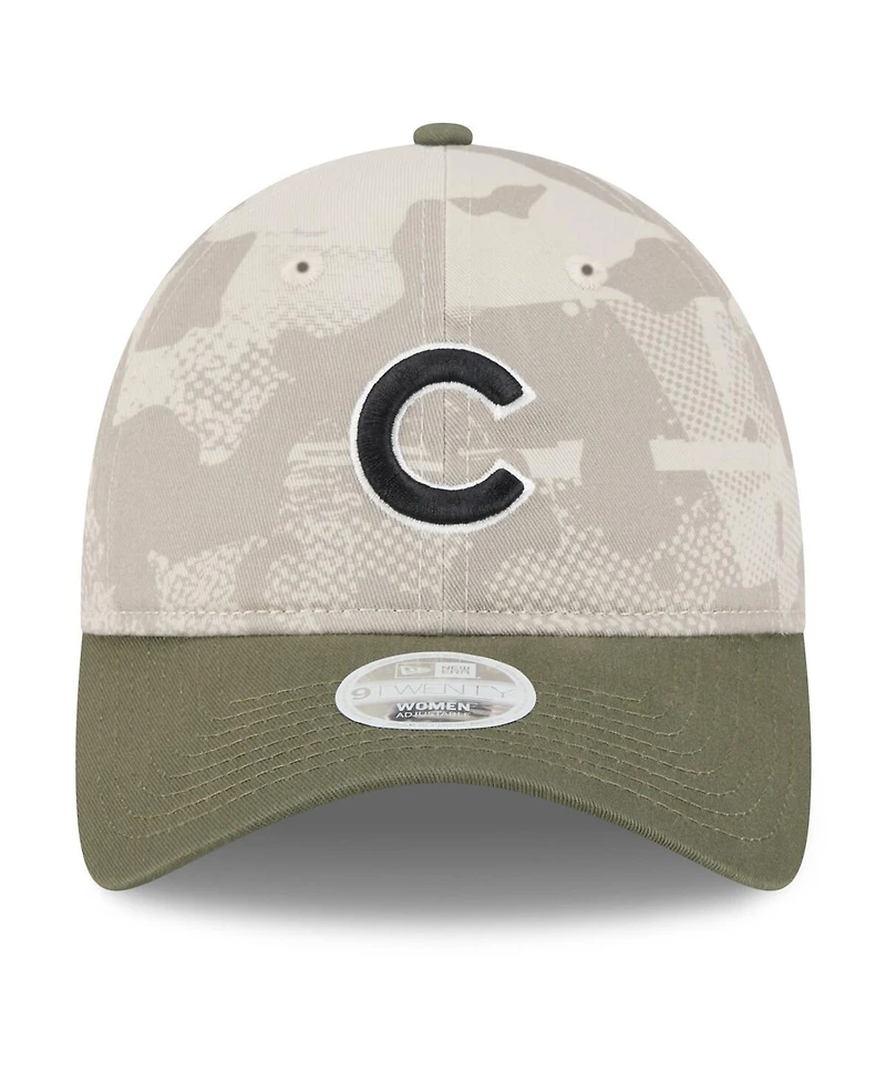 New Era Women's Light Beige/Olive Chicago Cubs 2025 Armed Forces Day 9TWENTY Adjustable Hat