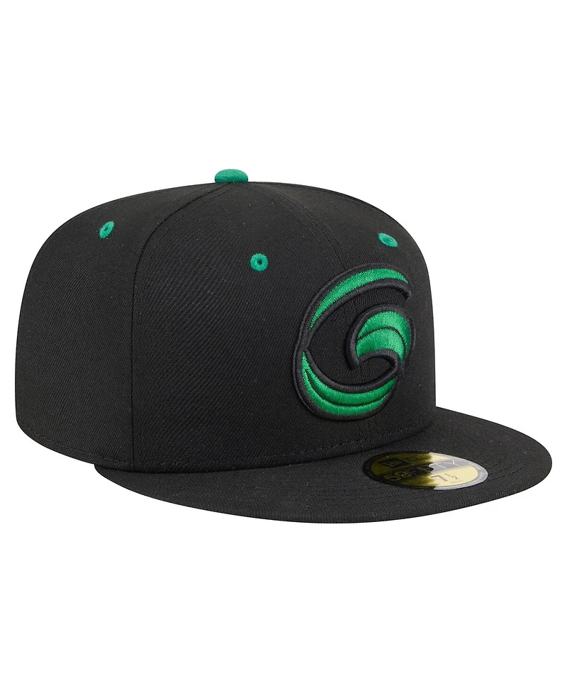 New Era Men's Black Greensboro Grasshoppers Authentic Collection 59FIFTY Fitted Hat