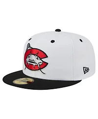 New Era Men's White/Black Carolina Mudcats Authentic Collection 59FIFTY Fitted Hat
