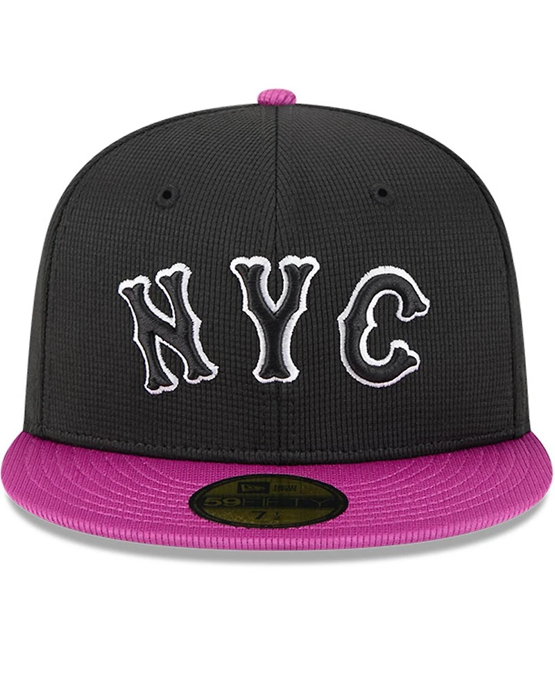 New Era Men's Charcoal/Purple York Mets City Connect Batting Practice 59FIFTY Fitted Hat