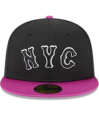 New Era Men's Charcoal/Purple York Mets City Connect Batting Practice 59FIFTY Fitted Hat