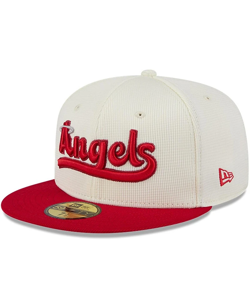 New Era Men's Cream/Red Los Angeles Angels City Connect Batting Practice 59FIFTY Fitted Hat