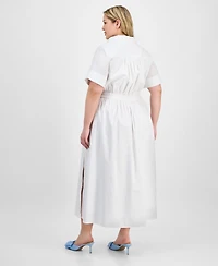 On 34th Trendy Plus Short-Sleeve Popover Shirtdress, Exclusively at Macy's