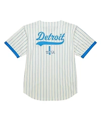 Mitchell & Ness Men's Cream Detroit Lions Final Seconds Vintage Logo Mesh Button-Up Shirt