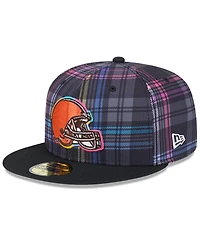 New Era Men's Black Cleveland Browns 2024 Nfl Crucial Catch Plaid 59FIFTY Fitted Hat