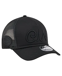 New Era Men's Black Cincinnati Reds City Initial 9FORTY A-Frame M-Crown Adjustable Trucker Hat