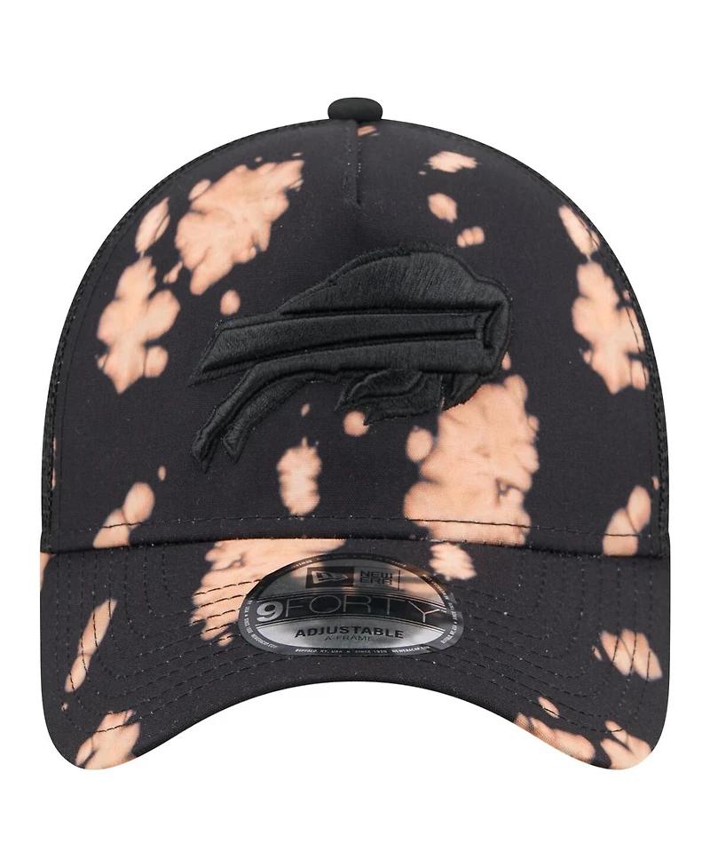 New Era Men's Black Buffalo Bills Bleached 9FORTY A-Frame Adjustable Hat