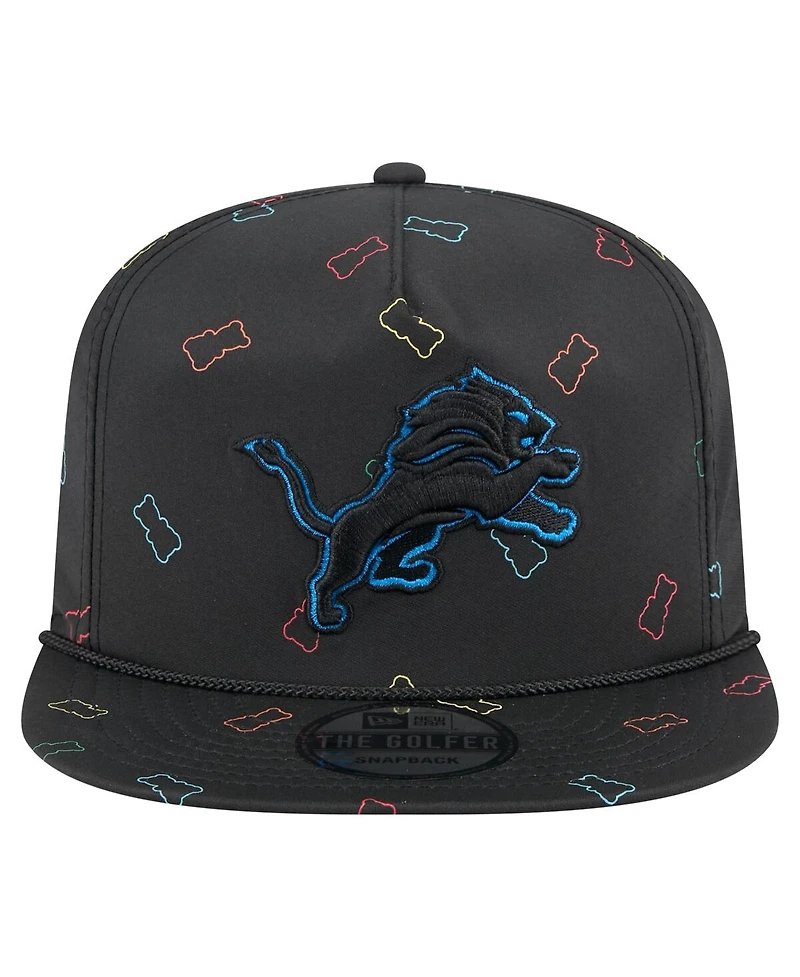 New Era Men's Black Detroit Lions Gummy Golfer Snapback Hat