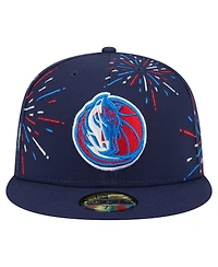 New Era Men's Navy Dallas Mavericks Americana Fireworks 59FIFTY Fitted Hat
