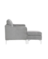 Corduroy Convertible Sectional Sofa with Ottoman - Gray