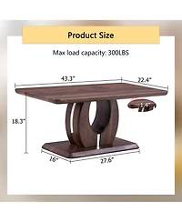 Streamdale Modern Minimalist Walnut Coffee Table with Textured Sticker