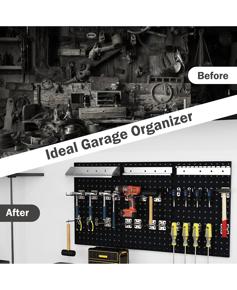 Wall-Mounted Pegboard Kit with 3 Pegboards for Garage Workshop