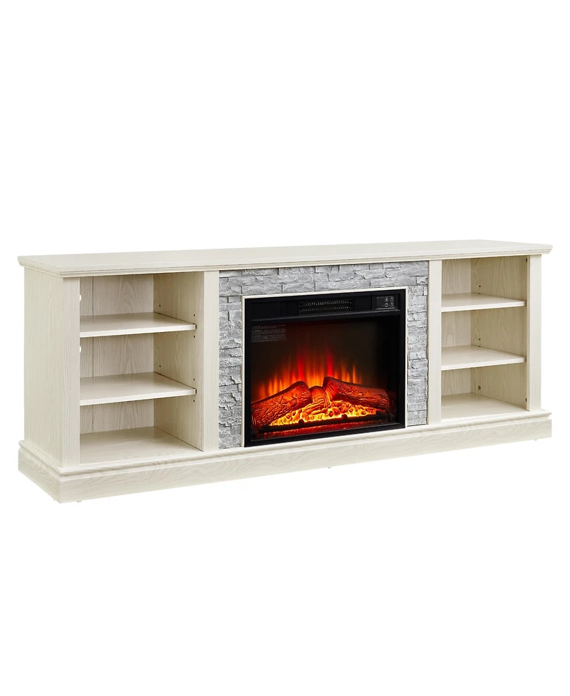 Streamdale Modern White Tv Stand with Fireplace, 70"L Storage Cabinet