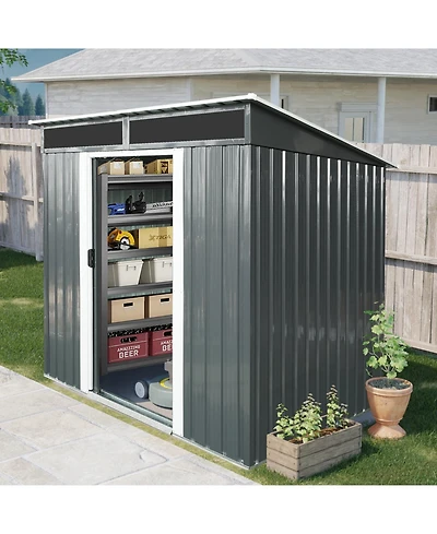 Streamdale 6ft x 5ft Metal Storage Shed (Black/White)