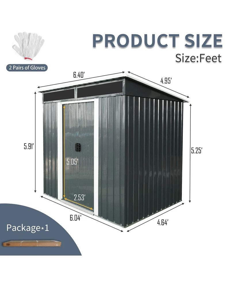 Streamdale 6ft x 5ft Metal Storage Shed (Black/White)