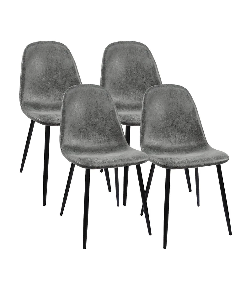 Streamdale 31.5" Round Dining Set Black Table, 4 Suede Chairs