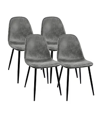 Streamdale 31.5" Round Dining Set Black Table, 4 Suede Chairs