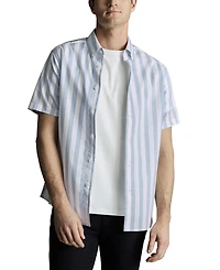 Charles Tyrwhitt Men's Slim Fit Short Sleeve Wrinkle-Resistant Striped Button-Down Shirt