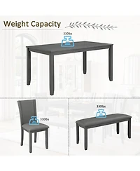 Streamdale 6-Piece Grey Dining Table Set with Bench