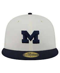 New Era Men's Cream Michigan Wolverines Chrome 59FIFTY Fitted Hat
