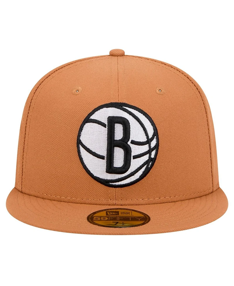 New Era Men's Tan Brooklyn Nets Color Pack 59FIFTY Fitted Hat