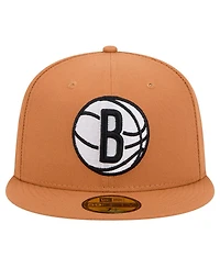New Era Men's Tan Brooklyn Nets Color Pack 59FIFTY Fitted Hat