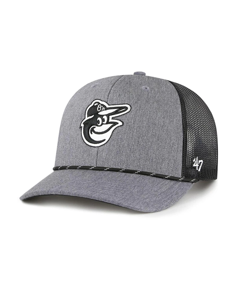'47 Brand Men's Charcoal Baltimore Orioles Carbon Rope Trucker Adjustable Hat