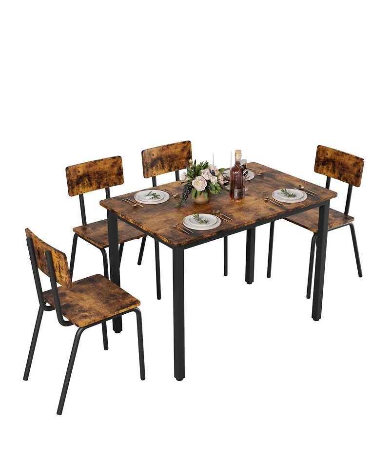 Streamdale 5-Piece Dining Set for 4 Kitchen Table & Chairs, Metal & Mdf, Compact